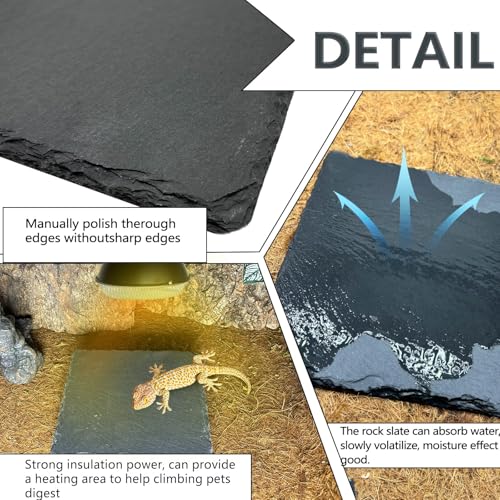 Reptile Basking Platform 6.0''x6.0'' Turtle Rock Plate Slate Food Feeding Dish Bowl Bathing Resting Terrace for Chameleon Lizard Bearded Dragon Gecko Snake Frog Newt (6.0''/15CM) - size: 6.0inches(1pcs)