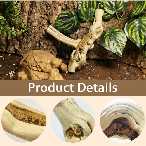 BNOSDM Reptile Branches, 5.9inch Snake Climbing Branch, Terrarium Wood Branch Decor, Bearded Dragon Tank Climbing Accessories for Lizard, Gecko, Chameleon, Frog