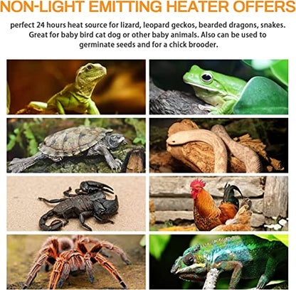 HealSmart Reptile Heat Lamp Bulb Ceramic Heat Emitter 100W No Light Emitting Brooder Coop Heater for Amphibian Pet & Incubating Chicken, White (Pack of 3) - size: 100W (Pack of 3)