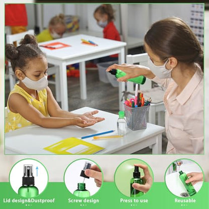 Eccliy 32 Pcs 8 oz Spray Bottles Fine Mist Cleaning Bottles Clear Empty Plastic Travel Sprayer Refillable Sprayer with Cap for Cleaning Solutions Oils Travel Perfumes(Green,Clear) - color: Green, style: Clear