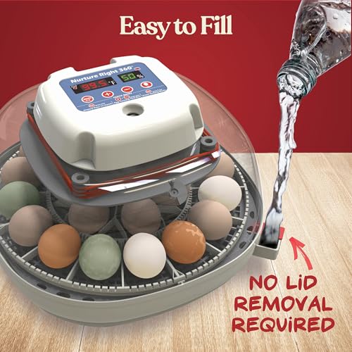 Harris Farms Nurture Right Egg Incubator for Hatching Chicks, Holds 12-22 Eggs, Automatic Turner with Temperature and Humidity Control, 360 Degree View with Clear Window, Incubator for Hatching Eggs
