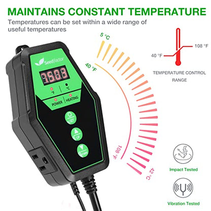 20" x 20" MET Certified Seedling Heat Mat and Digital Thermostat Combo Set - size: 1 Pack-20" X 20"