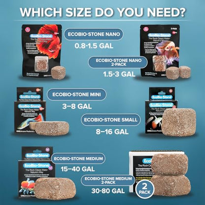 EcoBio-Block Natural Volcanic Rock for Aquarium Water Clarity & Balance — Low-Maintenance Alternative to Weekly Additives — for Freshwater Fish, Turtles, Shrimp & Frogs (Medium, 15-40 gal) - size: 1 Pack, style: Medium