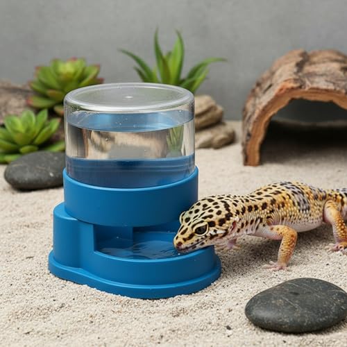 Terrarium Tank Reptile Food Feeders Bowl, Water Feeder Automatic Water Dispenser Waterer Feeding Accessories, Small Water Dish for Tortoise - Bowls for Reptiles & Amphibians (Blue) - color: Blue