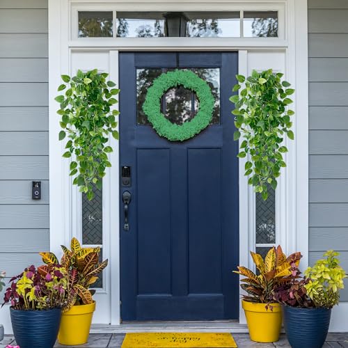 Sggvecsy Fake Hanging Plants 4 Pcs Artificial Hanging Plants Fake Ivy Vine Faux Pothos Vines Artificial Ivy Leaves Greenery Plant for Room Patio Home Indoor Outdoor Shelf Wall Garden Decor(No Baskets) - size: 4pcs