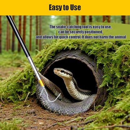 Snake Hook Grabber Tool - 60 Inches Extensible Stainless Steel Reptile Catcher Stick Telescoping Pole