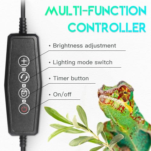 Dimmable LED Reptile UVB Lamp, 8000 Hours UVB Duration for Much Longer Lifespan, Adjustable 4/8/12-Hour Cycles, Suitable for Gecko, Chameleon, and Bearded Dragon, 8W, M Size - size: 8INCH