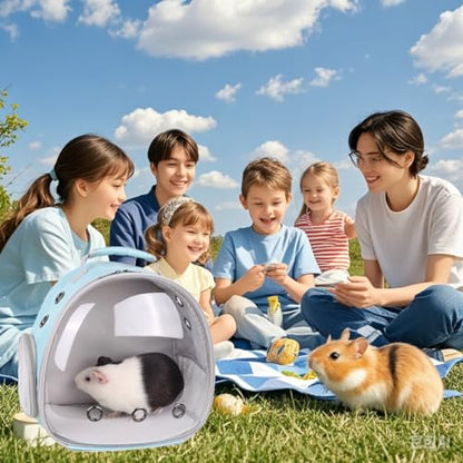Portable Small Animal Backpack Travel Breathable Pet Carrier Bag Cages for Guinea Pig, Rabbit, Bearded Dragon, Squirrel, Tortoise, Bird, Lizard, Sugar Glider - color: Blue