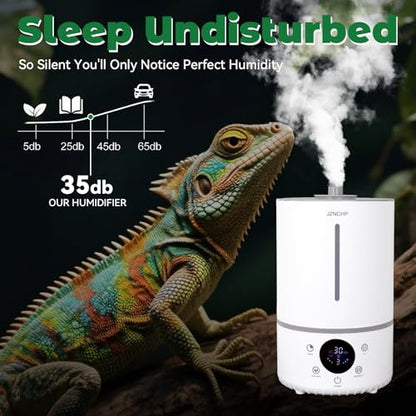 Reptile Humidifier and Fogger, 4L Plant Mister with Dual Probes and Tubes for Two Terrariums, Constant Humidity Setting, 48H Runtime