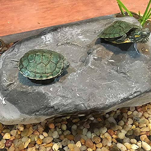 OMEM Reptile Box Shelter Terrarium Hideout Habitat Decor Humidify Hide Cave Turtle Ramp Basking Platforn Resin Rock