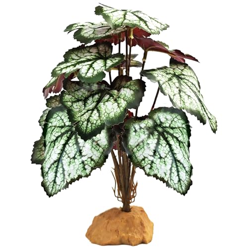 Woyrise Reptile Artificial Plants for Terrarium Decor, Amphibian Habitat Decorations Bearded Dragon Tank Accessories fit Crested Gecko Leopard Lizard Chameleon Snake Frog - Fake Green Heuchera - color: E-green Heuchera