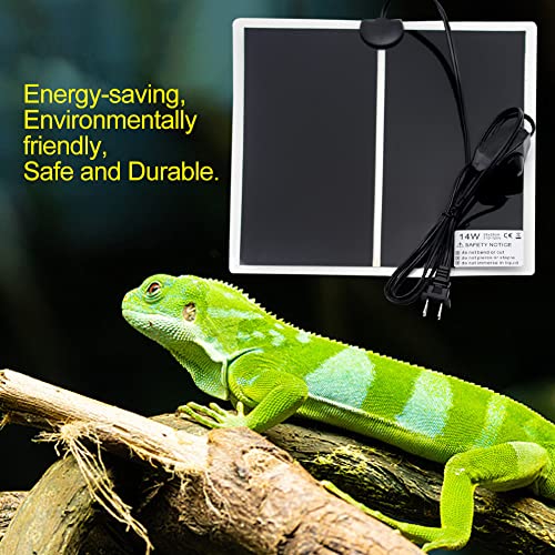 Reptile Heating Pad with Temperature Adjustment 7W/ 14W/ 20W Under Tank Terrarium Heater Heat Mat for Turtle, Tortoise, Snakes, Lizard, Gecko (14W) - size: 14W