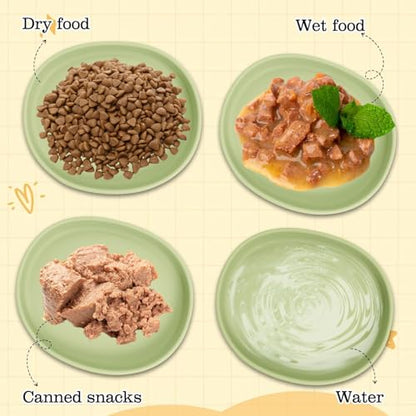 Silicone Dog Food Plate Shallow Dog Bowl Flat Cat Dish Small Puppy Plates for Small Dogs and Cats Whisker Fatigue Pet Feeding Bowls for Dry and Wet Food (Light Brown) - color: 2 Pcs - (Yellow)