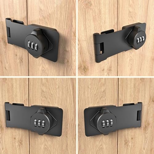 3-Digit Combination Lock, Black, Keyless, Zinc Alloy, Cabinet Door Latch, Easy DIY Installation, Wide Range of Uses - color: Black