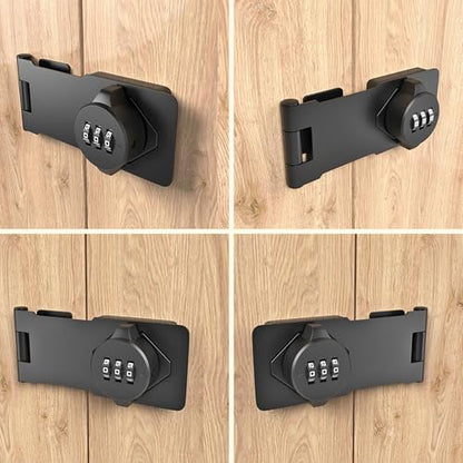3-Digit Combination Lock, Black, Keyless, Zinc Alloy, Cabinet Door Latch, Easy DIY Installation, Wide Range of Uses - color: Black