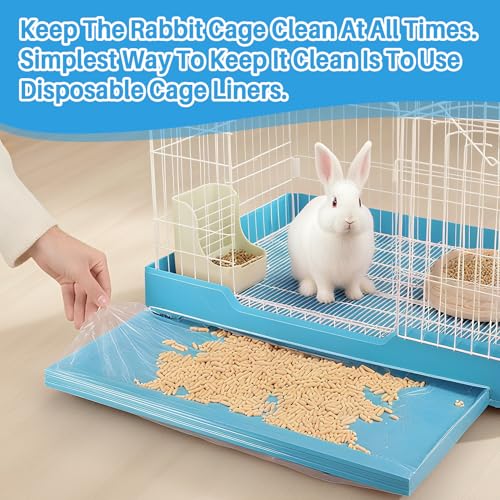 RAINFLOW Clear Plastic Disposable Cage Liner - 20PCS Rabbit Litter Box Liners Waterproof Elastic-Edged Universal Small Animal Cage Liner Bag for Bunny Bird Hamster Hedgehog Guinea Pig (19.6x27.5inch)