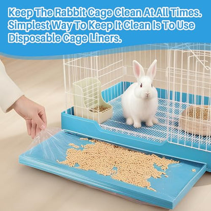 RAINFLOW Clear Plastic Disposable Cage Liner - 20PCS Rabbit Litter Box Liners Waterproof Elastic-Edged Universal Small Animal Cage Liner Bag for Bunny Bird Hamster Hedgehog Guinea Pig (19.6x27.5inch)