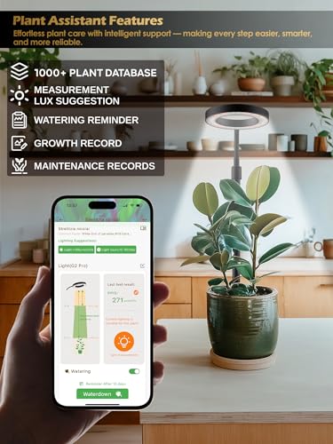 Smart Grow Lights for Indoor Plants, Plant Light with Auto-Timer, Full Spectrum LED Grow Light, Adjustable Height & Stepless Dimming,Plant Assistant Suitable for Most Plants (Black-1) - color: Black-1