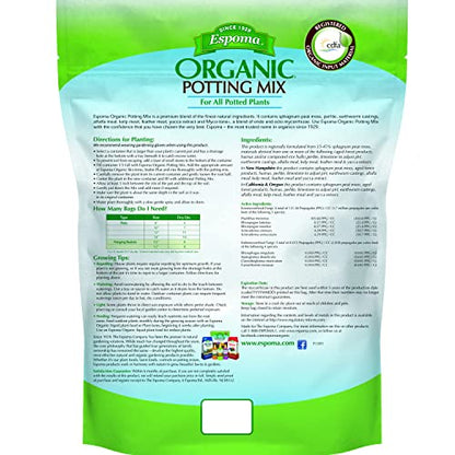 Espoma Organic Potting Soil Mix - All Natural Potting Mix For All Indoor & Outdoor Containers Including Herbs & Vegetables. For Organic Gardening, 8qt. bag. Pack of 2 - style: Peat Moss,Potting Soil Mix,Planting Soil (Pack of 2)