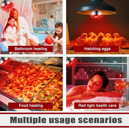 VIHOSE 4 Pack Infrared Heat Lamp for Chickens 125 Watt 120v Thickened Red Heat Lamp Bulbs for Food Service, Reptile, Pet, Bathroom, Light Therapy Use E26 Base - style: 125 Watt