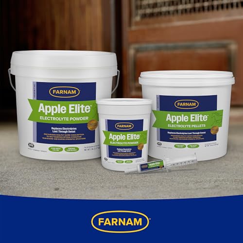 Farnam Apple Elite Horse Electrolytes Powder Supplement, Replaces Vital Minerals, Encourages Hydration, Sugar-Free, Contains Sodium, Potassium, Calcium & Magnesium, Apple Flavored, 5 lb - size: 5 pounds