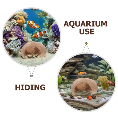 NUOBESTY 2pcs Coconut Shell Aquarium Hideouts for Fish and Shrimp Breeding Shelter, Natural Reptile and Gecko Cave Habitat, Large Pet Cave Decoration for Turtle and Hermit Crab Tank