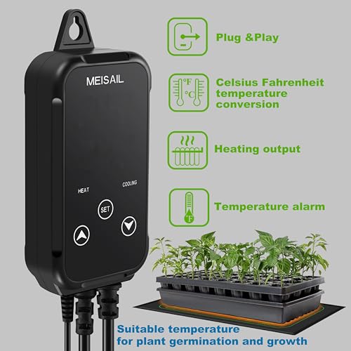 Temperature Controller Digital Heating Plug in Thermostat for Reptiles, Home Brewing Fermentation Incubation, US Specification 1100W