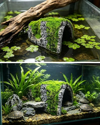 Large Reptile Hideout 2-Pack – Natural Wood-Look Resin Caves for Bearded Dragons, Tortoise, Snakes, Geckos & Lizards | Parent-Child Size Set (Large + Small) for Multi-Pet Terrariums