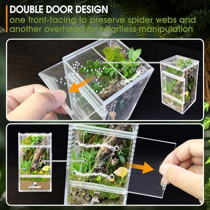MYGIIKAKA Jumping Spider Enclosure Accessories, Tarantula Spider Box, Bug Cage, Praying Mantis Habitat Enclosure, Snail Insect Terrarium, Caterpillar Habitat (3x3x6 inch) - size: 3x3x6 inch