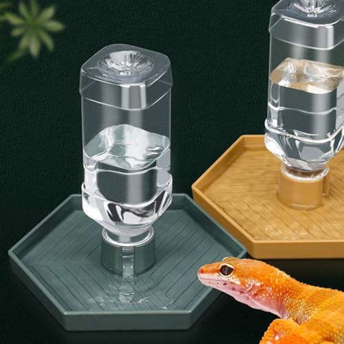 Rengue Reptile Water Feeder, Automatic Water Dispenser Food and Bowl Feeding Accessories for Bearded Dragons Lizards Geckos Crawler Breeding Tools, Reptile Hatching Supplies (Dark Green) - color: Dark Green