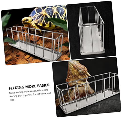 Happyyami Stainless Steel Reptile Feeding Dish for Tortoise Lizard and Gecko Food Holder Water Bowl for Pet Care Rust-Resistant Design for Long-Term Use