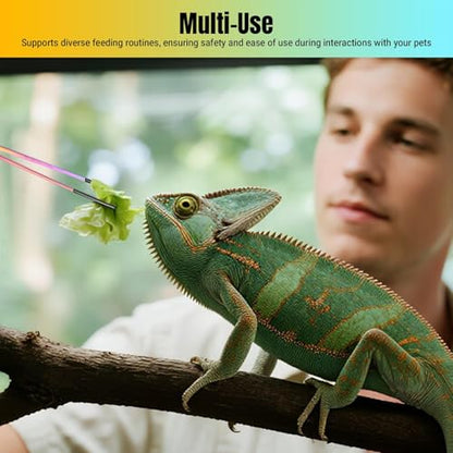 Reptile Feeding Tongs - Stainless Steel Clamp | Long Tongs With Rubber Tip for Bearded Dragons, Lizards, Amphibians, Reptiles, Aquarium, Terrarium, Tank, Supplies - color: TO