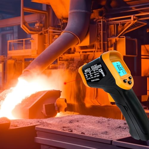 Digital Infrared Thermometer Gun -58 to 1112 Degrees Fahrenheit Adjustable Emissivity&MAX&MIN Non Contact IR Thermometer Laser Temperature Gun for Cooking,Food,Pizza,Oven,Grill(not for Human)