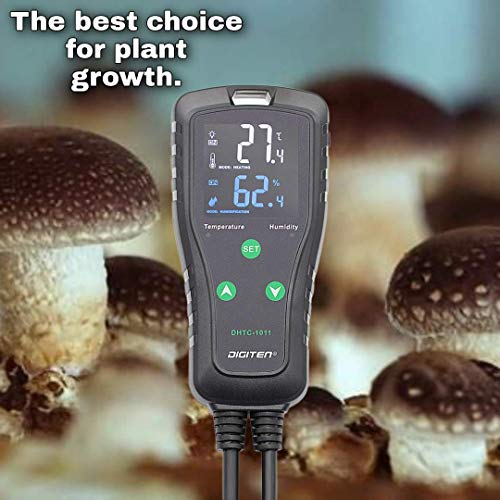 Temperature and Humidity ControllerPlug-in Thermostat Humidistat Reptile Greenhouse,Dual Stage Pre-Wired Outlet 110V 10A