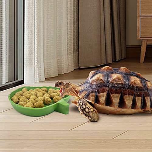 Leaf Shape Reptile Food Water Bowl 2 Pieces Reptile Plate Dish Drinking Bowl for Tortoise Corn Snake Crawl Pet Drinking and Eating, 2 Sizes