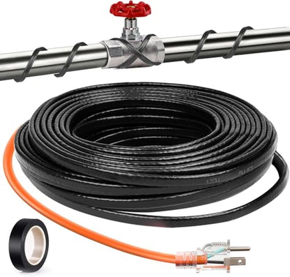 Pipe Heating Cable 6FT (3FT-200FT) for Metal & Plastic Water Pipes - Freeze Protection up to -40°F, 5W/FT 120V Heat Tape to Keep Water Flowing - size: 6FT