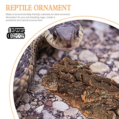 VILLCASE 2-Pack Reptile Bark Hideout Climb Platform Natural Cork Bark for Terrarium Landscape Decoration Ideal for Bearded Dragons Lizards Amphibians 7.87X3.14X0.78In