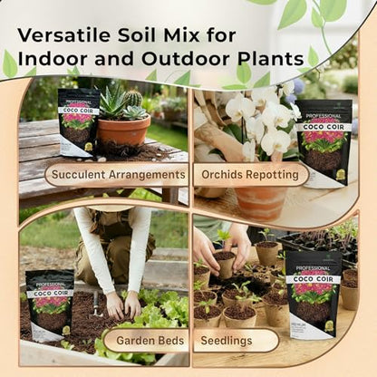 Professional Coco Coir for Plants 2.2 Quarts, Premium Coco Coir Soil Additive for Indoor Outdoor Plants, Low Acidic Coconut Coir for Gardening and Potting Soil, Made in USA - style: Coco Coir Soil Additive (2.2 Quarts)