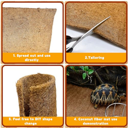 Hamiledyi 157x15.7in Reptile Carpet Coconut Fiber Substrate Large Coco Liner Roll Lizard Cage Mat Natural Coco Fiber Bedding for Bearded Dragon Turtles Iguana Tortoise Pad Garden Decoration - size: 15.7x157Inch