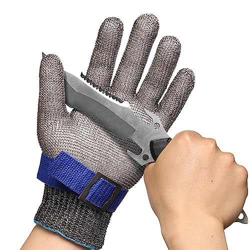 Schwer SlicePro ANSI A9 Cut Resistant Glove PR1706, Stainless Steel Mesh Metal Glove, Food Grade for Kitchen Cooking, Butcher Meat Cutting, Oyster Shucking, Mandoline, (S, 1 PCS) - size: Small (Pack of 1), style: 1.0 Steel Wire