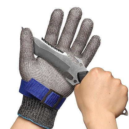 Schwer SlicePro ANSI A9 Cut Resistant Glove PR1706, Stainless Steel Mesh Metal Glove, Food Grade for Kitchen Cooking, Butcher Meat Cutting, Oyster Shucking, Mandoline, (S, 1 PCS) - size: Small (Pack of 1), style: 1.0 Steel Wire