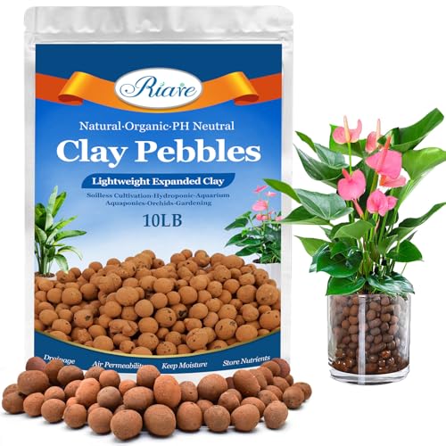 Riare 10 LB Organic Leca Clay Pebbles for Plants- 4mm-16mm Natural Leca Clay Balls Lightweight Hydroponic Clay Pebbles for Indoor Plants, Hydroponics Growing, Orchids Drainage, Aquaponics, Terrariums - color: 10LB