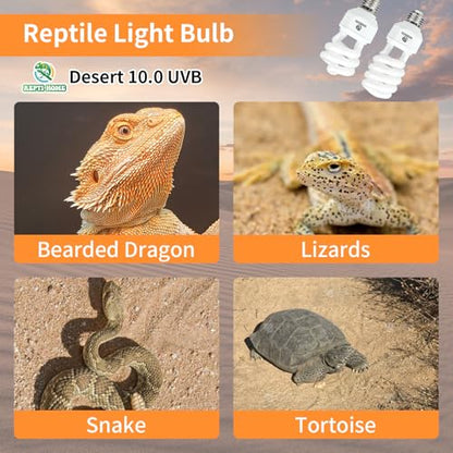 UVA UVB Reptile Light 23W 10.0,Desert Terrarium Compact Fluorescent Lamp,UVB Reptile Light Bulb for Bearded Dragon, Lizard,Spider, Snake, Gecko - size: 10.0-23
