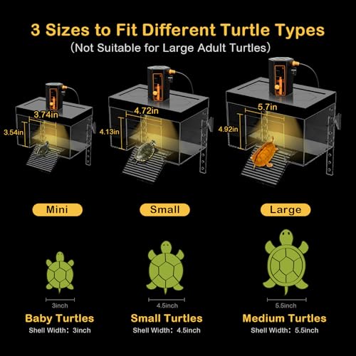 Turtle Basking Platform with Light,9.8*6.2*6.2inch Small Land Elevated Topper Decor,Red Eared Slider Hanging Habitat Enclosure Cage,Cuckold Tank with Lid,House for Semi Aquatic Baby Terrapin