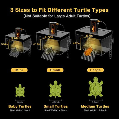 Turtle Basking Platform with Light,9.8*6.2*6.2inch Small Land Elevated Topper Decor,Red Eared Slider Hanging Habitat Enclosure Cage,Cuckold Tank with Lid,House for Semi Aquatic Baby Terrapin