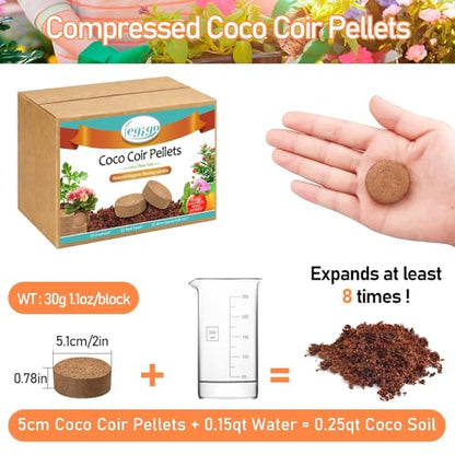 Legigo 50 PCS 50mm Coco Coir Pellets Potting Soil Mix- Compressed Coconut Coir Discs Seed Starting Soil Pellets, Coco Peat Soil Pods for Indoor & Outdoor Plants, Gardening Herbs Bonsai and Vegetables - color: 50mm