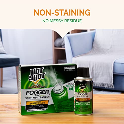 Hot Shot Pest Control Fogger, Kills Roaches, Ants, Spiders & Other Insects On Contact, Controls Heavy Infestations Indoors, 6 Pack - size: 6 Pack, style: Odor Neutralizer
