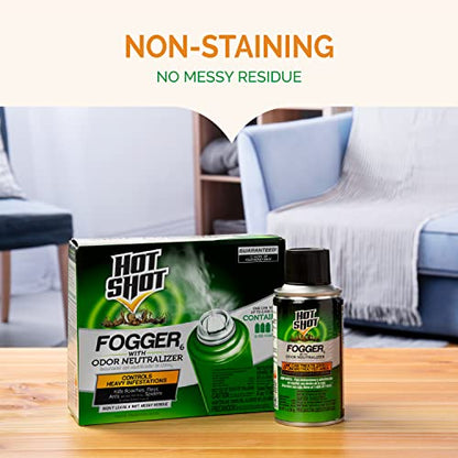Hot Shot Pest Control Fogger, Kills Roaches, Ants, Spiders & Other Insects On Contact, Controls Heavy Infestations Indoors, 6 Pack - size: 6 Pack, style: Odor Neutralizer