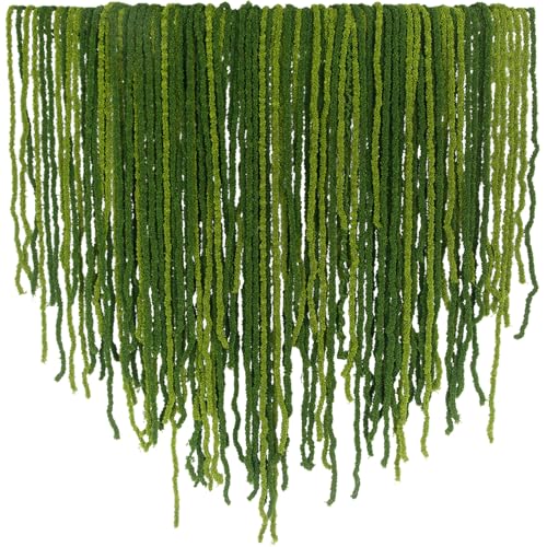 60 Pcs Hanging Moss Vines Faux Moss Garland for Decorating Plants Artificial Amaranthus Hanging Flowers 59-63 Inch Fake Mossy Rope for Crafts Wedding Arch Floral Arrangment Wall Hanging Mantle - color: Green, Dark Green