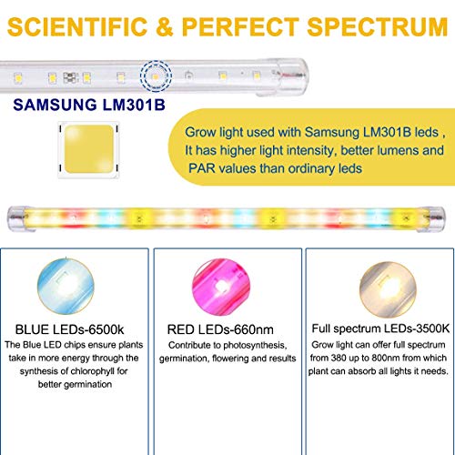 LED Plant Grow Lights Strips for Indoor Plants Full Spectrum with Auto ON & Off Timer, T5 Sunlike Grow Lights Bar Growing Lamps for Greenhouse Shelves Hydroponics Succulent, 4 Dimmable Levels - size: L/6pcs